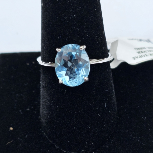 Natural Sky Blue Topaz 4.80 Carat Sterling Silver Ring Size 10 New! - Picture 3 of 7
